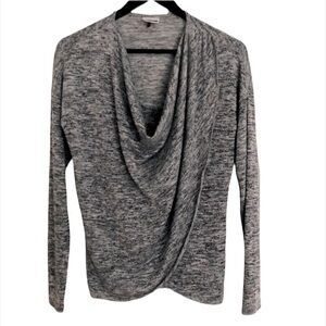 NOISY MAY Crossover Grey lightweight coastal pullover front cowl neck sweater